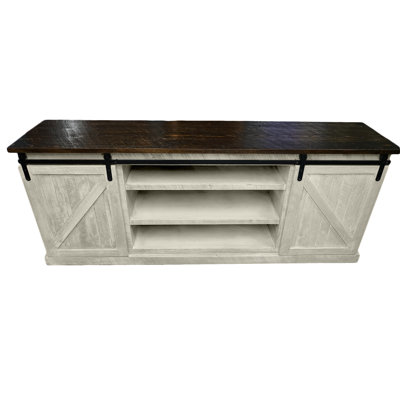 80 inch Farmhouse Solid Wood Sliding Barn Door TV Stand