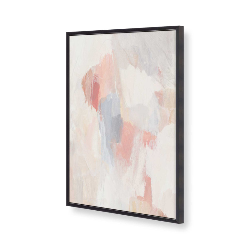 Doux rosé et crème, abstrait II, Encadrement ouvert, zinc vieilli, H 15,25 po x l 12,25 po