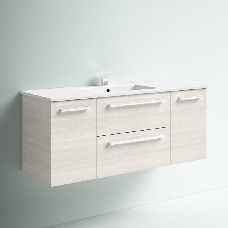 Silhouette 48" Wall-Mounted Single Bathroom Vanity Set with Cultured Marble Top, White Chocolate