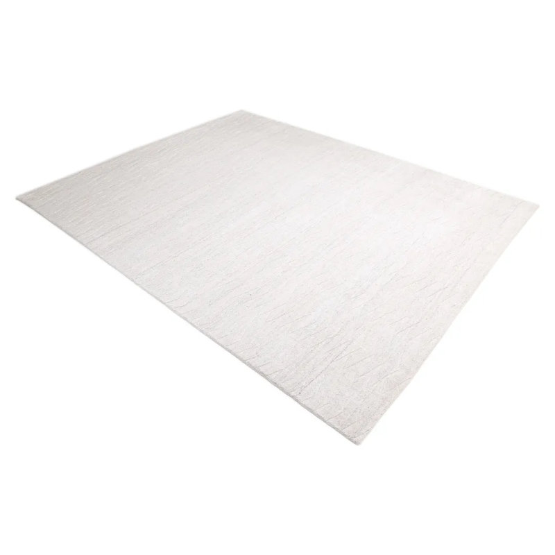 Rishab Hand Knotted Tencel Chevron Area Rug in Light Gray/White, Rectangle 5' x 8'