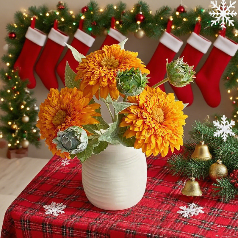 Faux bouquet de tournesol, fleurs artificielles, pour centre de table décoratif floral, Jaune