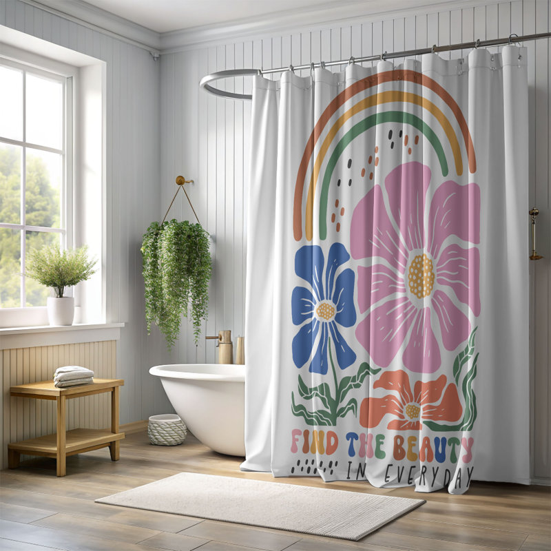 Rideau de douche standard 1 pièce Soft Bloom, H 74 po x l 71 po