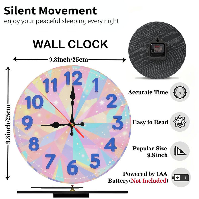 Cadran d'horloge géométrique pastel
