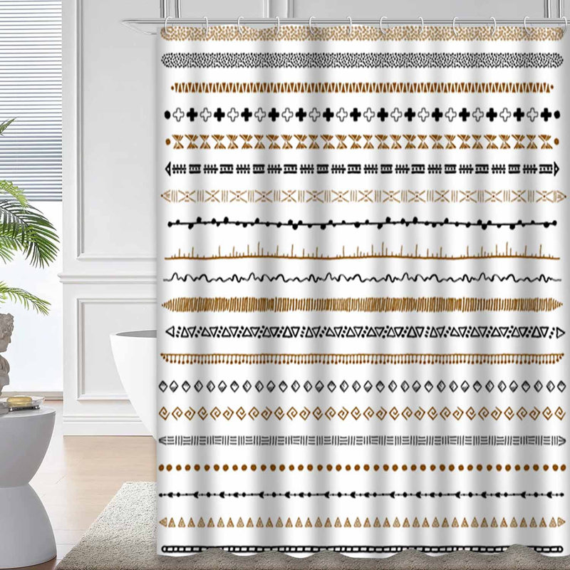 Rideau de douche noir imperméable, rideaux de douche pour la salle de bain avec 12 crochets, 72" L x 78" W
