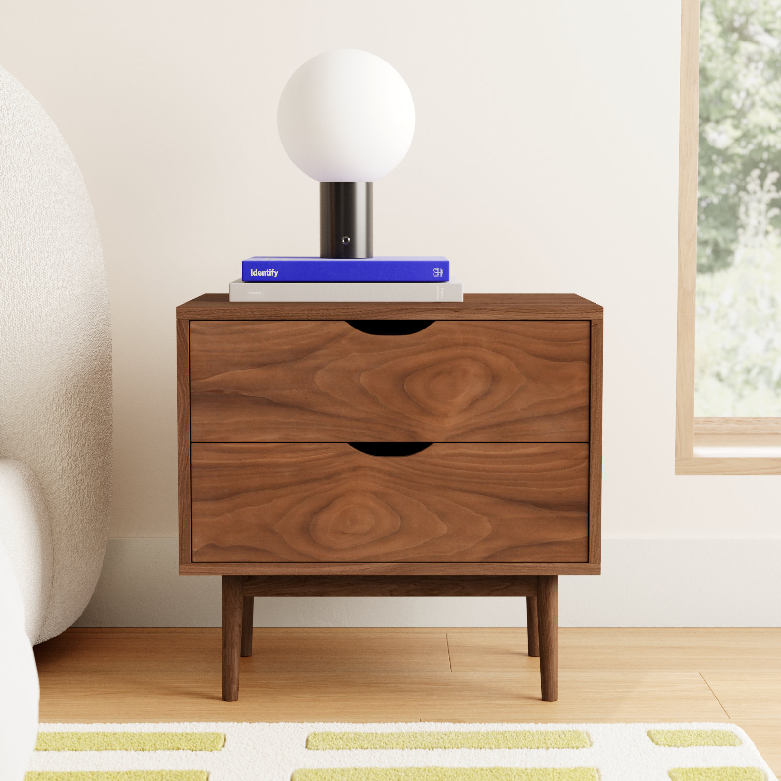 Indra Oak Nightstand, Walnut