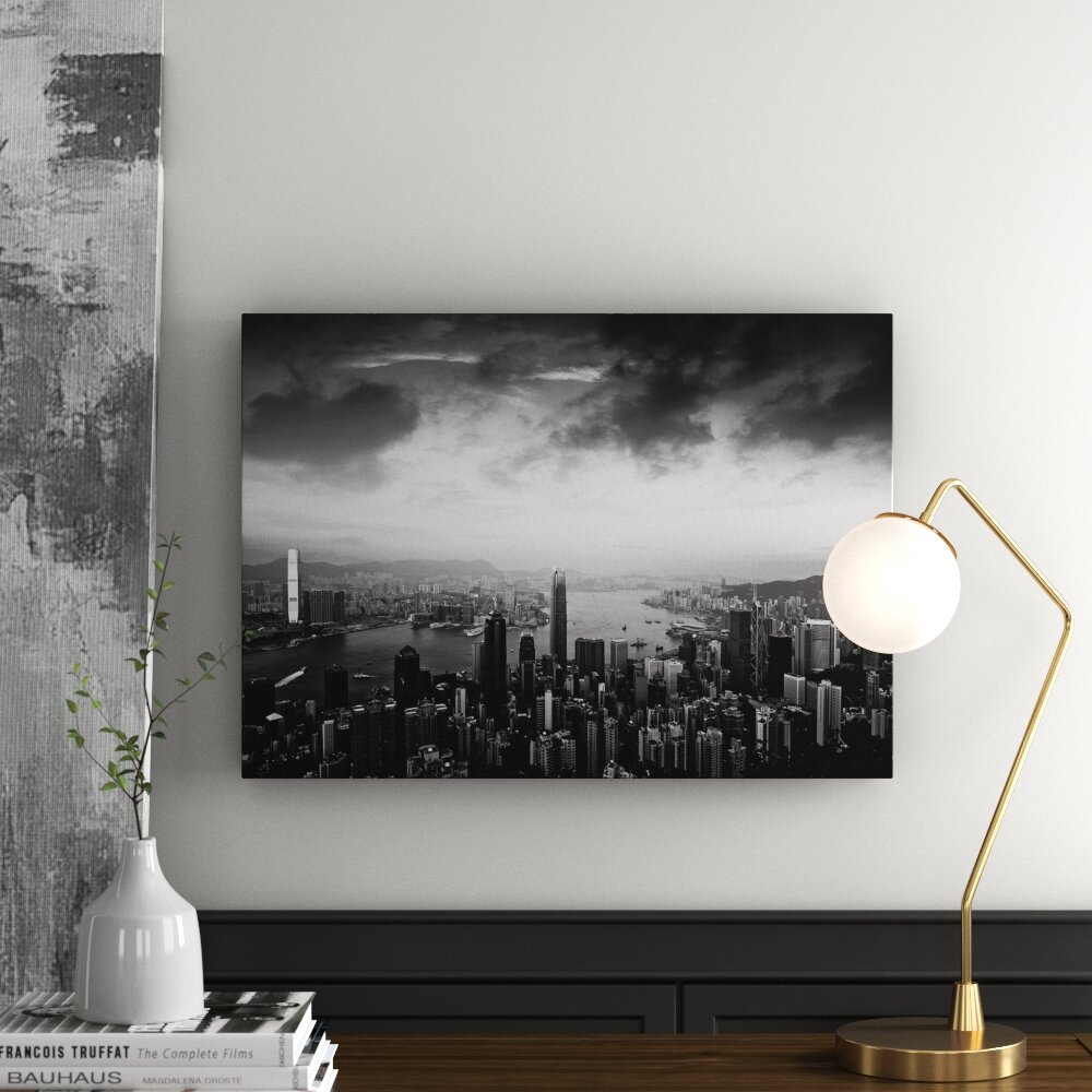 Leinwandbild „Hong Kong Skyline bei Nacht I“, Fotodruck