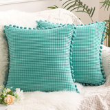 Pom-poms Cotton Blend Reversible Pillow Cover