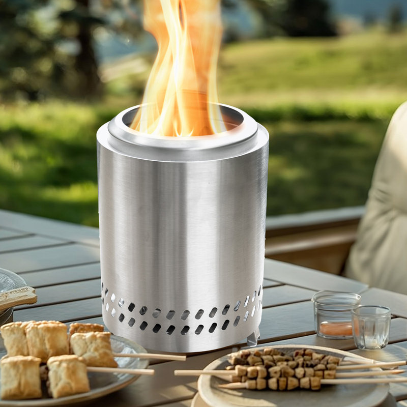 Mini Stainless Steel frame Tabletop Firepit, Silver