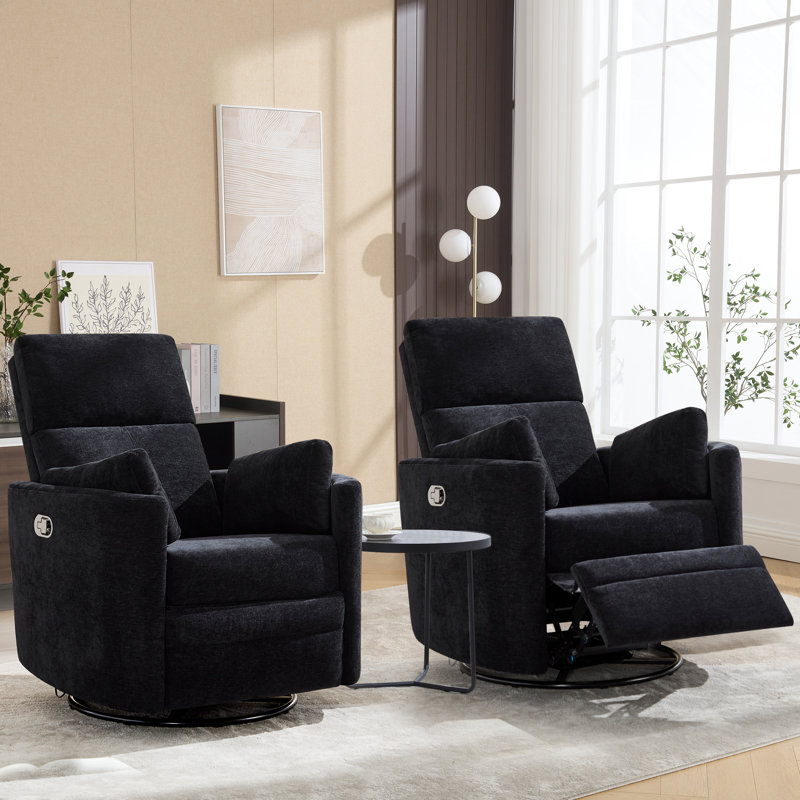 Experience Unmatched Comfort: Luxury Swivel Rocker Manual Recliner with Adjustable Pillows, Black