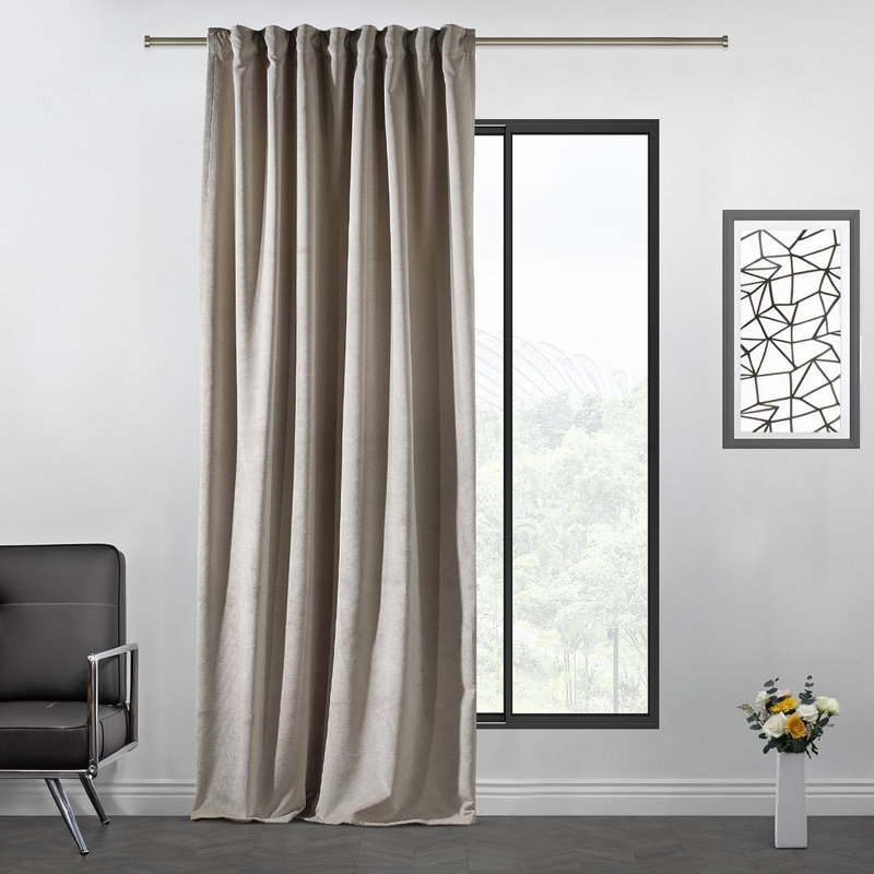 Extra Long & Extra Wide Matte Velvet Curtain Panel, 260cm Width x 325cm Drop, 60 SEPIA