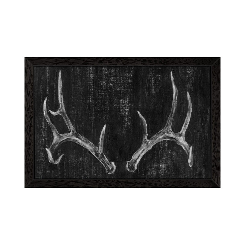 Rustic Antlers II by Ethan Harper - Print on Canvas, 101.6 cm H x 66.04 cm W, Black Floater Framed