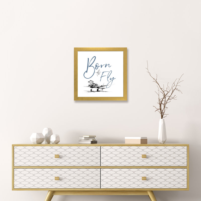 «Born to Fly» par Patricia Pinto - reproduction d'art, Blanc, H 16 po x l 16 po x p 1 po, Papier encadré doré
