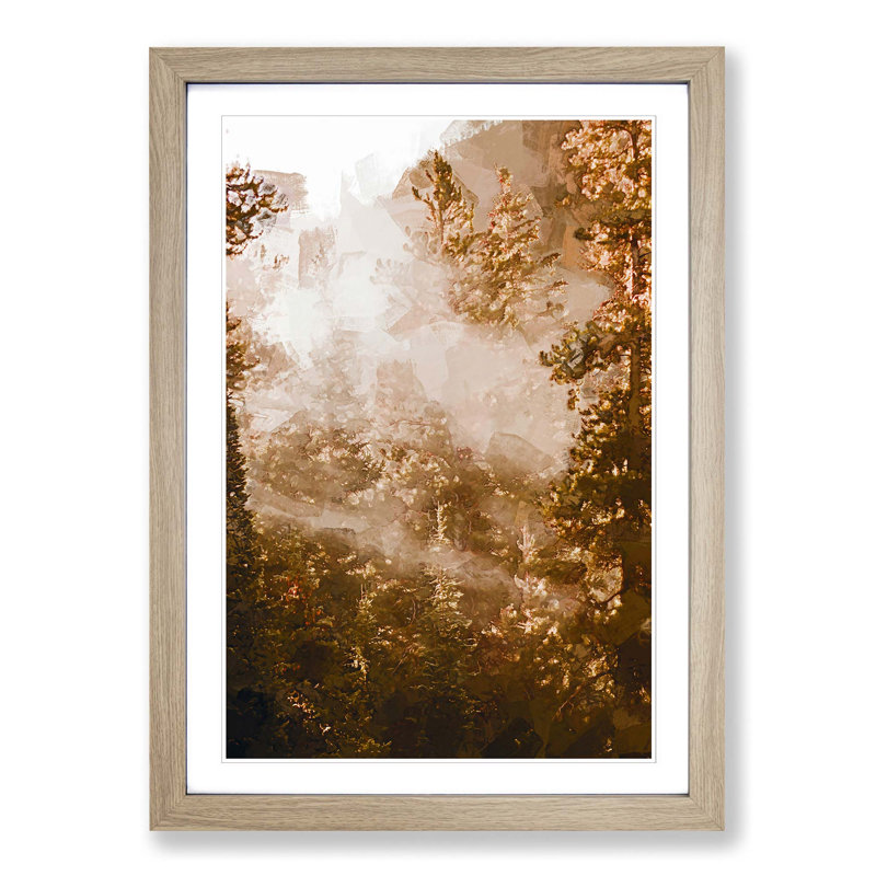 Light Through the Forest in Abstract - Picture Frame Graphic Art Print, Oak Framed, 87cm H x 62cm W x 2cm D