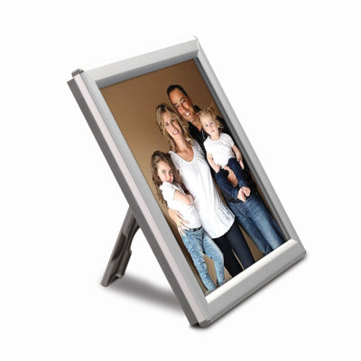 M&T Displays Opti Snap Silver 5x7 Aluminum Poster Frame with Back Support, Front Loading Wall Mount Sign Holder with Anti-Glare Cover – Mitered Corner Display Frame for Photos, Certificates & Documents