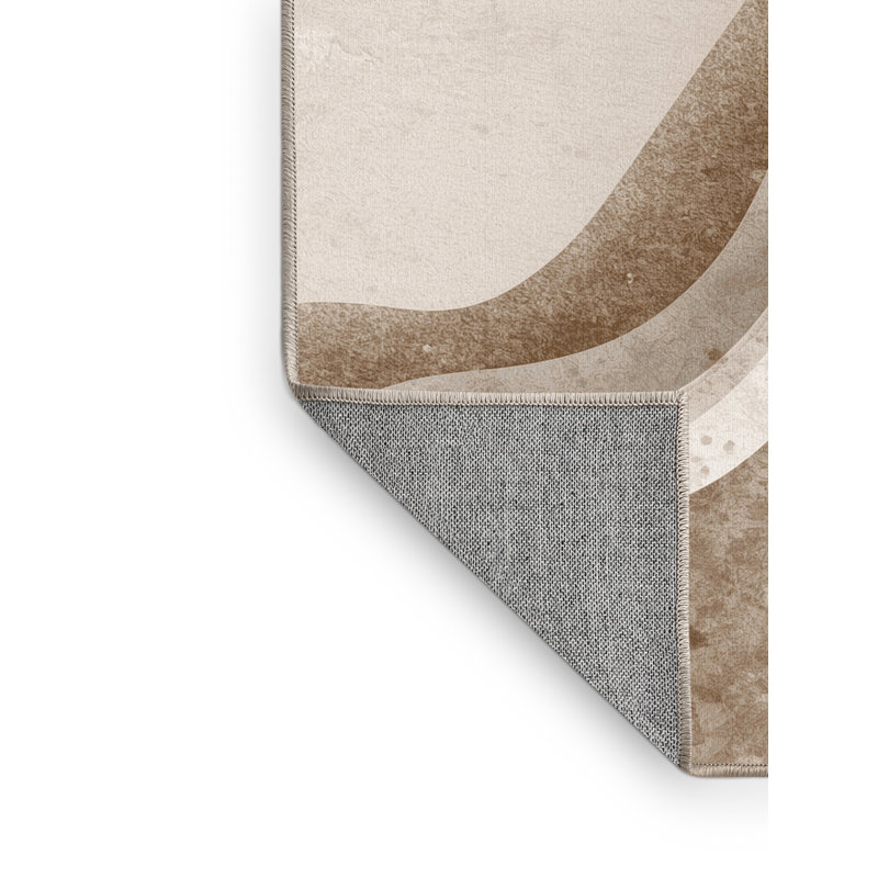 Machine Washable Paitlyn Dead Sea Landscape Minimalist Rug in Beige – Beige Binding, 8x10