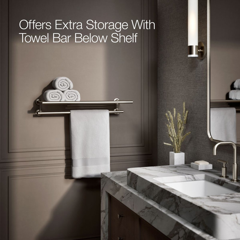 Purist Hotelier Wall Shelf, Vibrant Brushed Nickel
