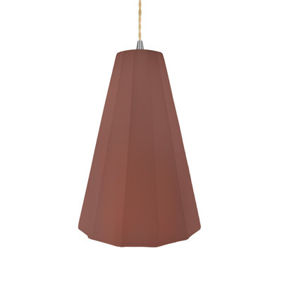 Radiance - Luminaire suspendu 1 lumière cannelé - Argile Canyon - Nickel brossé - l 9 po x H 13 po - Ampoule remplaçable - Corde torsadée beige