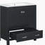 Meuble-lavabo noir de 30 po avec lavabo simple, armoire combinée avec lavabo installé en dessous, avec 2 portes et un tiroir-120856048