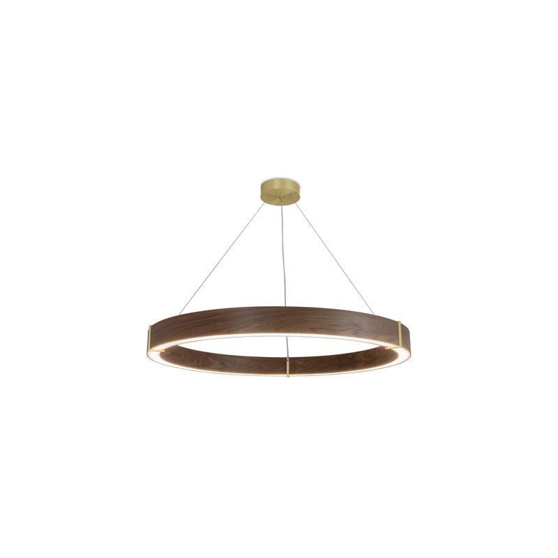 Luminaire suspendu à DEL 48 po Redeo, Laiton brossé, 2700 K, Noyer