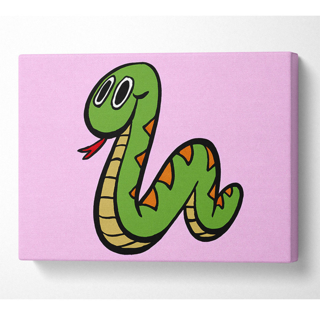 Cartoon Snake Pink - Kunstdrucke auf Segeltuch