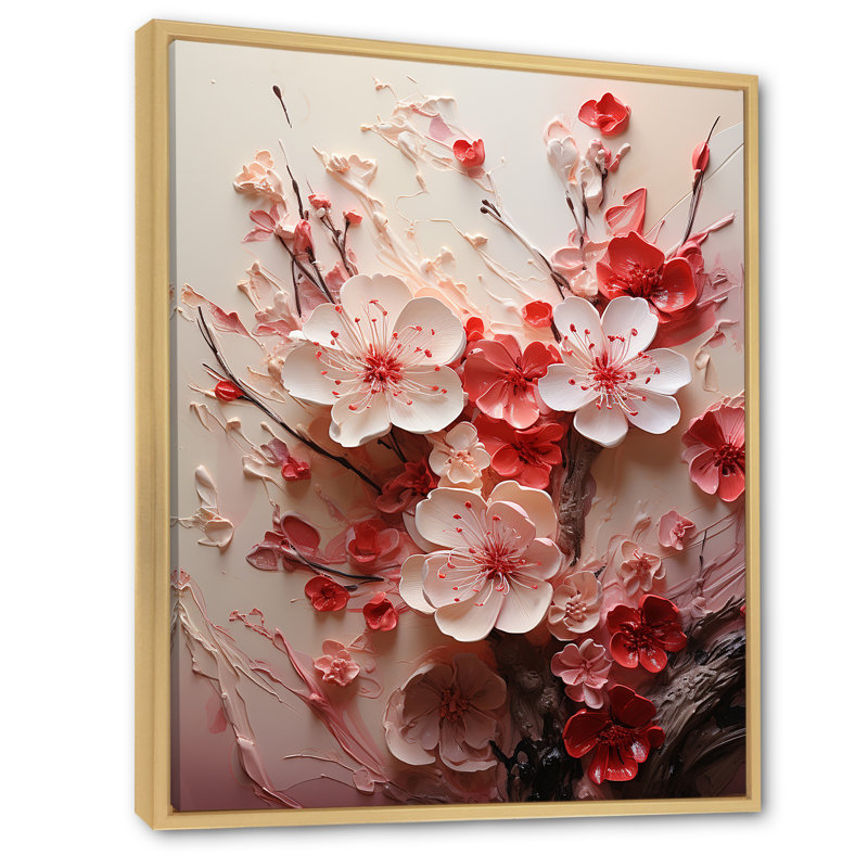 «Pink Orchard Tree Ballet Of Cherry Blossoms V», art mural cerisier, Cadre flottant brun, H 20 po x l 12 po x P 1 po