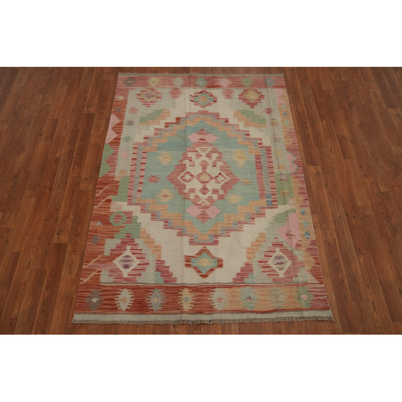 Geometric Patterned Kilim Handwoven Rug 4x6