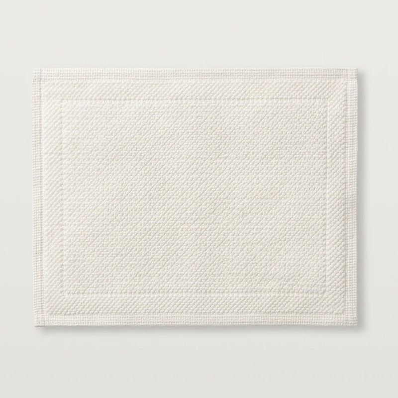 Cosima 100% Cotton Rectangle Bath Rug, Single Piece- 20" L x 16" W, Ivory