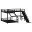 Lit superposé en L avec lit mezzanine, lit superposé triple en métal avec glissade et ports USB-1444375922