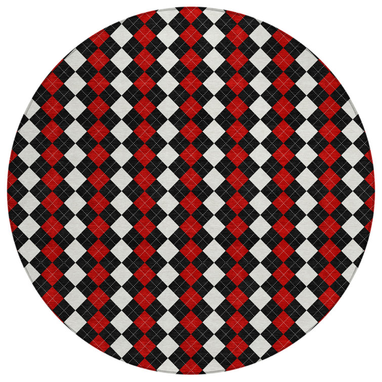 Machine Washable Indoor/Outdoor Xhevrie Black Rug