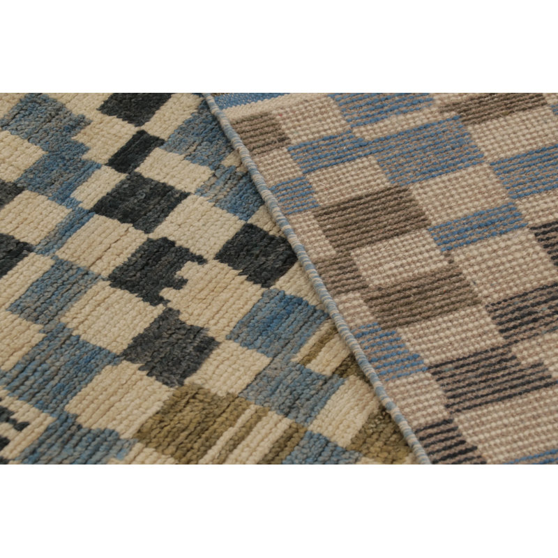 Moroccan Hand Knotted Abstract Area Rug, Runner 3' x 10'