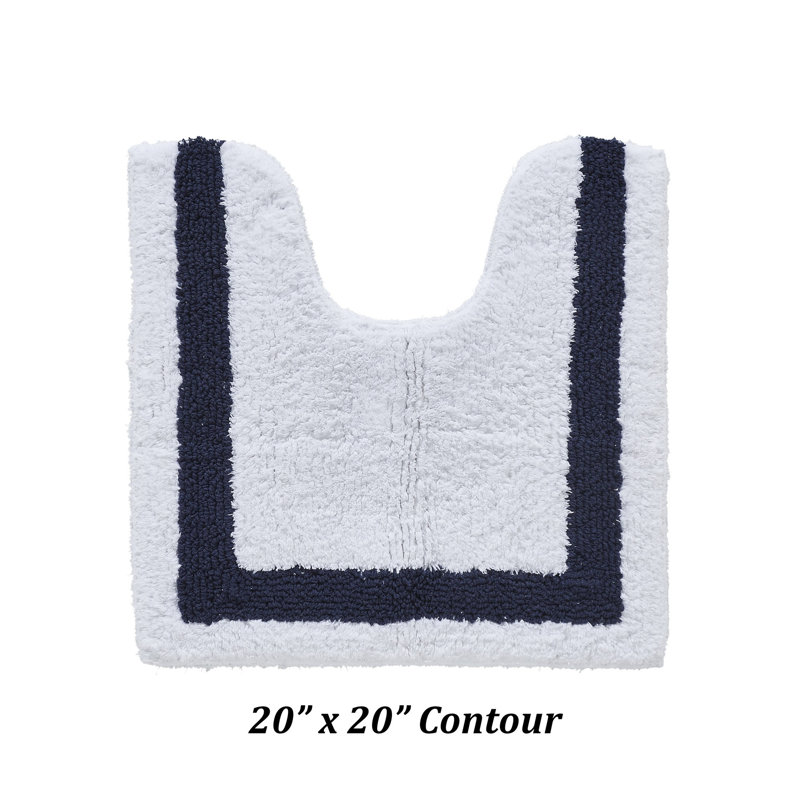 Tapis pour salle de bain Widman 100% coton touffeté en U, doux et super absorbant, lavable à la machine, 20 po x 20 po, beige / blanc / bleu marine