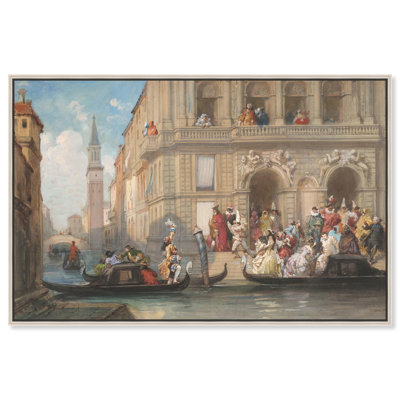 Masqueraders on Gondola Canvas Coastal Classic Art par Art Remedy