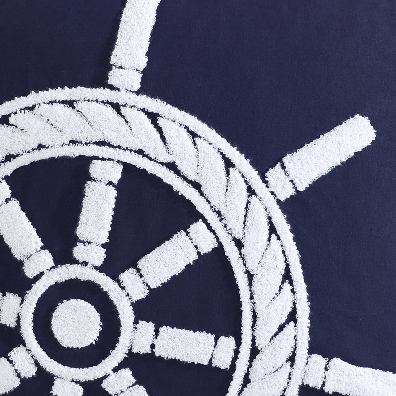 Nautica Ships Wheel Blue Cotton Throw Pillow, Ships Wheel Blue