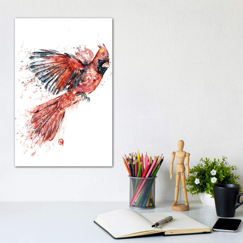 «Cardinal» par Lisa Whitehouse - impression d'art graphique, Pas de tapis, Toile tendue, H 12 po x l 8 po x P 0,75 po