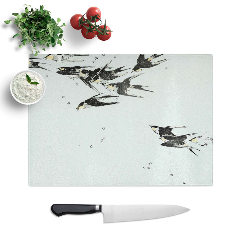 Glass Flying Swallows by Watanabe Seitei Chopping Board, 28.5 cm W x 20 cm L