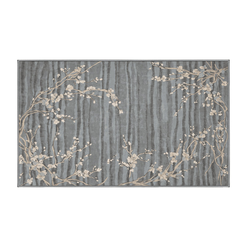 Tapis gris lavable à la machine, Rectangle 8 pi x 12 pi