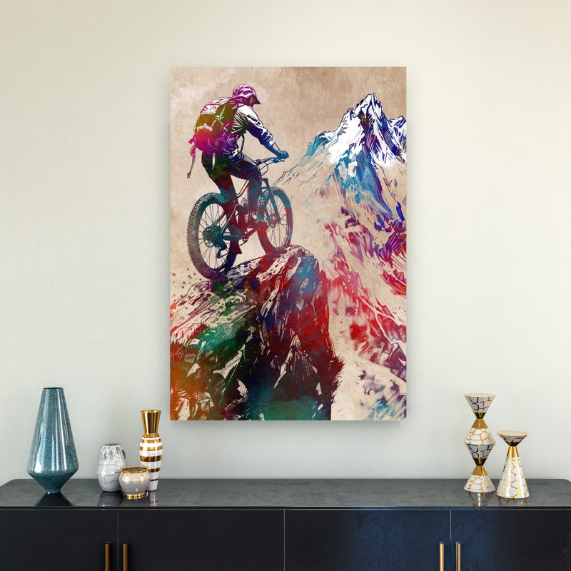 Montagne, sommet de motard coloré, paysage abstrait, montagne, art mural, 36" H x 24" W