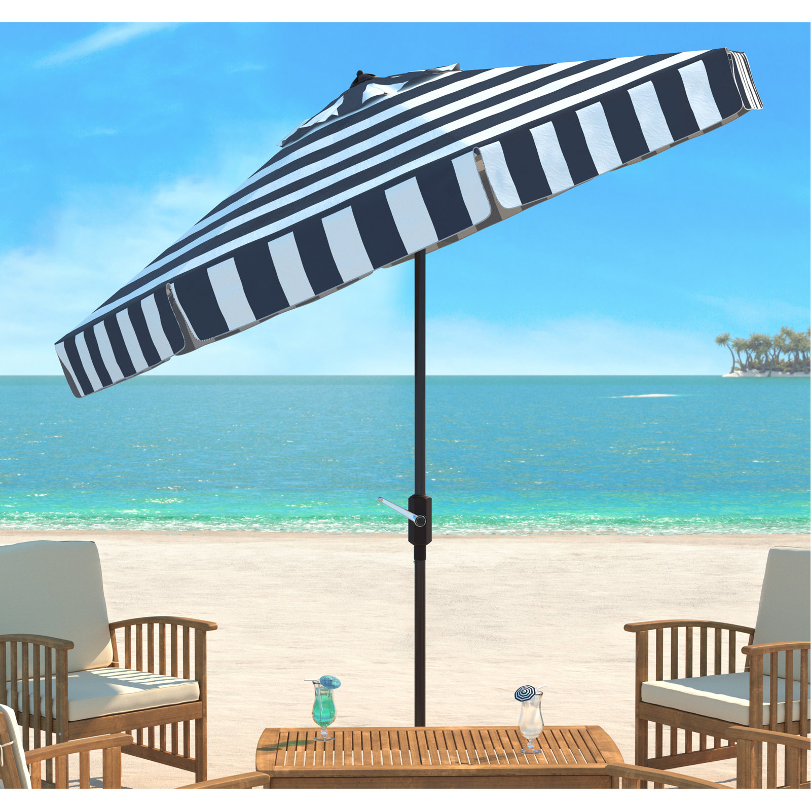 9' x 9' Market Umbrella, Navy/White