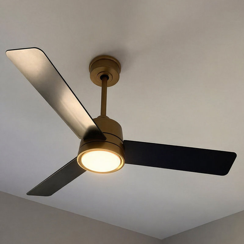 Ventilateur de plafond standard à 48 pales 48 po avec télécommande et éclairage inclus Morrow, Laiton héritage