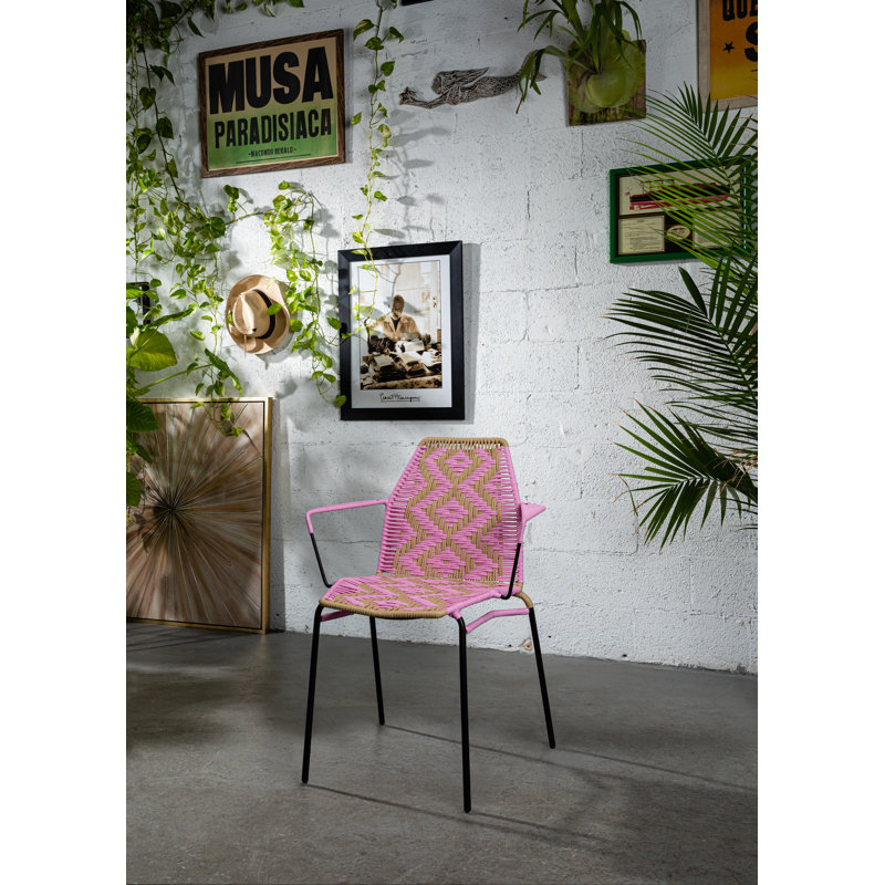 Chaise de salle à manger en métal, Rose