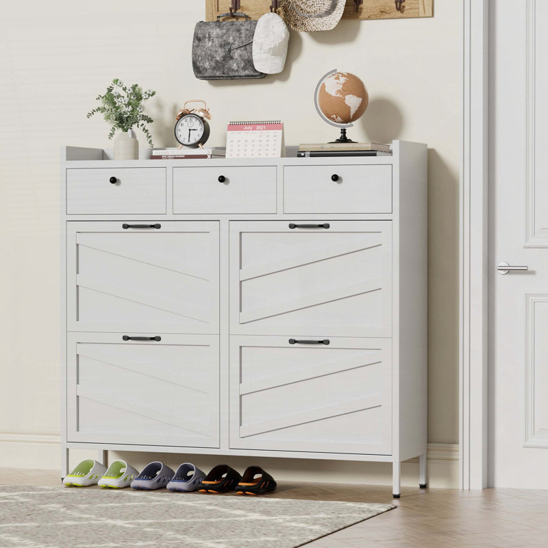 Armoire à chaussures en métal avec 7 tiroirs, mince 11,8 po