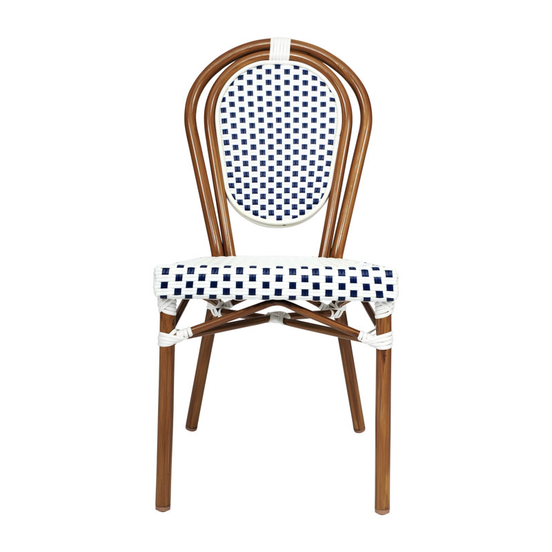 Chaises Paris empilables Cloquet, Blanc / marine / naturel, 1