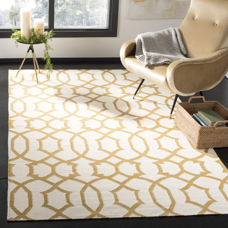 Feliciano Geometric Wool Hand Woven Area Rug, Rectangle 152 x 244 cm