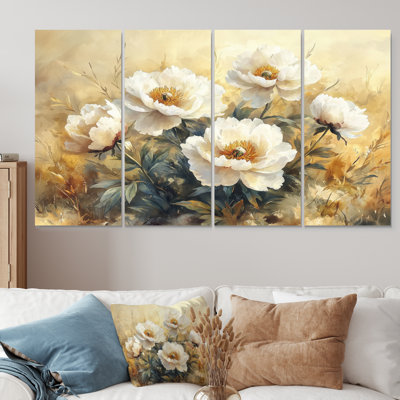 Pivoines dans la prairie de montagne I - - Décoration murale pivoines - - Art mural traditionnel traditionnel W