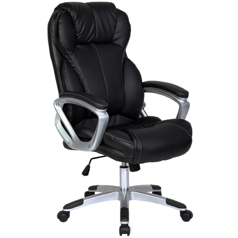 Bally High-Back PU Leather Executive Office Chair – Ergonomic Adjustable Swivel Chair with Wheels And Lumbar Support, Black