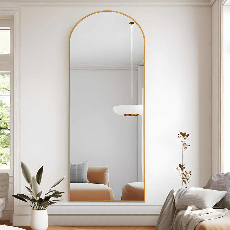 Alirra Metal Flat Floor Mirror, Black, 71" x 31"