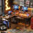 Agathi 60cm W Rectangle L Shaped Computer Desk With Monitor Stand and Cabinet LED Light Gaming Desk With Power Outlet Large Home Office Desk-1214392486