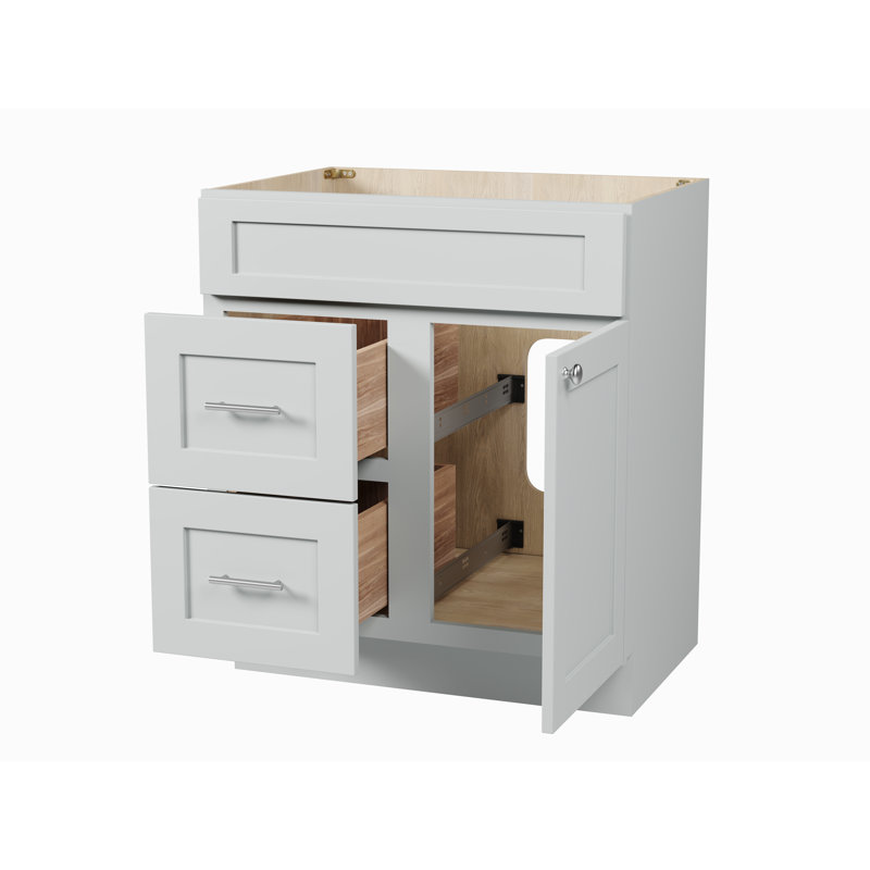 Disar 30'' Bathroom Vanity With Left Drawer Base Only, Gray