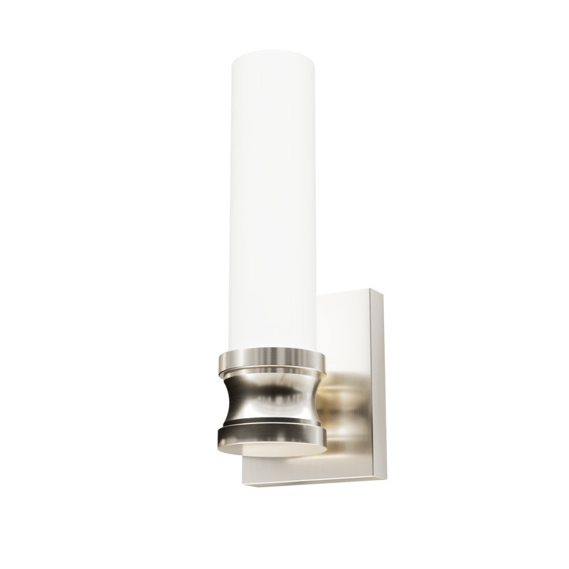 Lenlock Aluminum Armed Sconce, White, Brushed Nickel