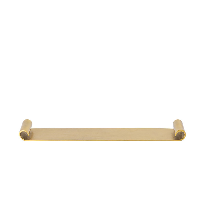 Plateau à volutes en métal, L 25 po x P 5 po x H 2 po, Doré